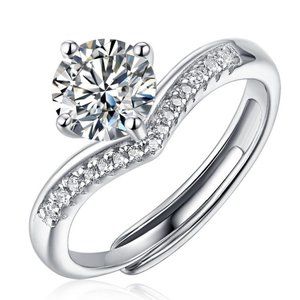 Certified 3ct. t.w. Moissanite Diamond Crown Engagement Ring NEW